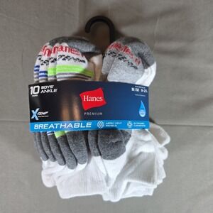 10pk Hanes BOYS No Show‎ Socks Premium Breathable X-Temp  Size M 9-2.5